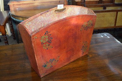 Lot 553 - Vintage red leather mounted magazine rack,...