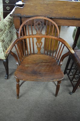 Lot 556 - 19th Century elm seated windsor chair with...