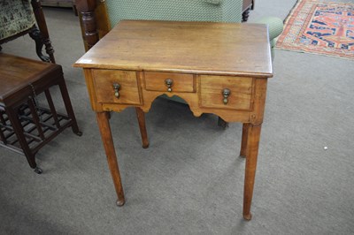 Lot 558 - Georgian oak and fruit wood three drawer low...