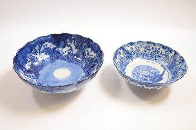 Lot 253 - Two Japanese porcelain bowls with blue and...