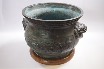 Lot 270 - Large bronzed metal Chinese jardiniere...