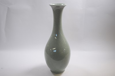 Lot 276 - Chinese porcelain celadon ground vase with...