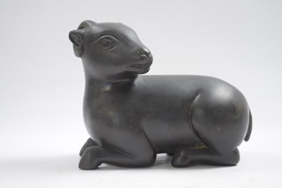 Lot 306 - Metal figure of a young ram, 18cm long