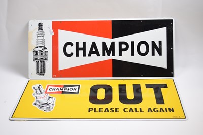 Lot 310 - Two metal signs for Champion Spark Plugs, 58cm...