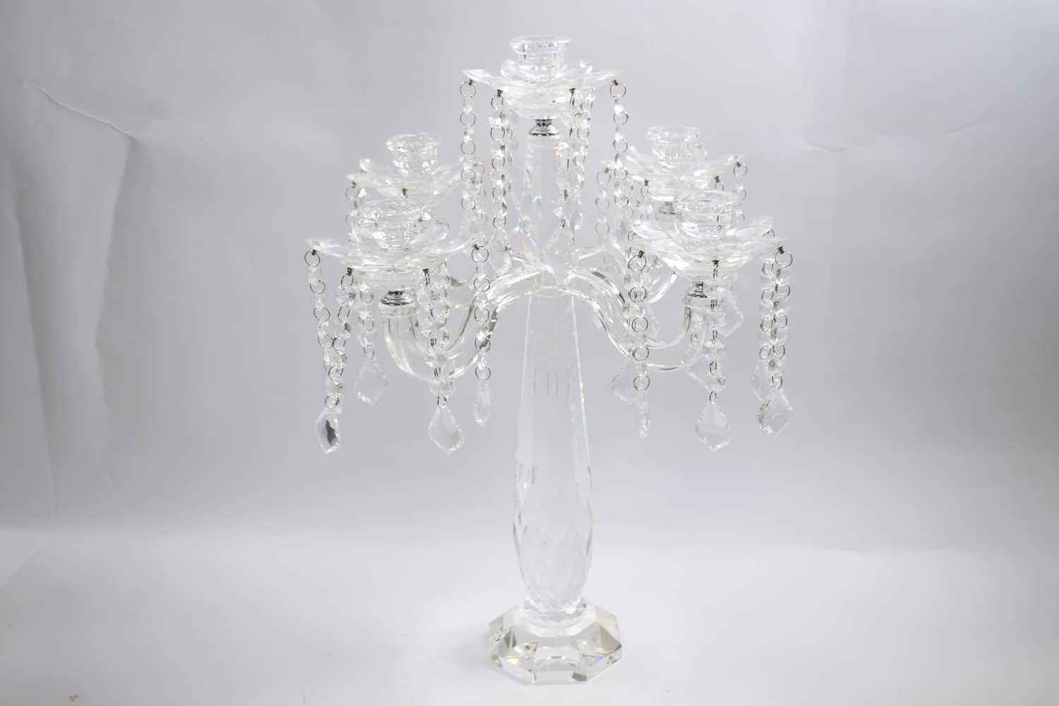 Lot 311 - Glass chandelier centrepiece with four candle...