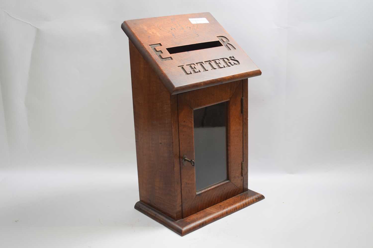 Lot 326 Wooden letter box with incised royal cypher