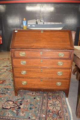 Lot 577 - Georgian mahogany bureau with full front...