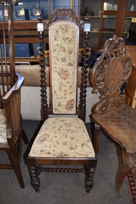 Lot 589 - Victorian high back side chair with barley...