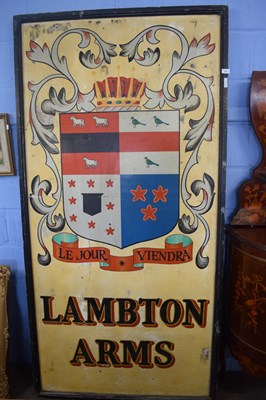 Lot 597 - Large painted wooden pub sign for The Lambton...