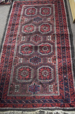 Lot 612 - Small Middle Eastern wool floor rug decorated...