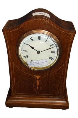 Lot 338 - Edwardian mantel clock with inlaid decoration...