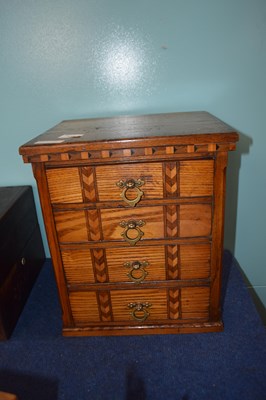 Lot 358 - Small inlaid light oak chest with brass...