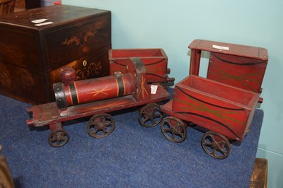 Lot 368 - Early 20th Century painted wooden train set...