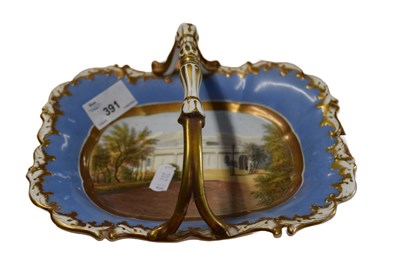 Lot 391 - 19th Century card tray painted with a view of...