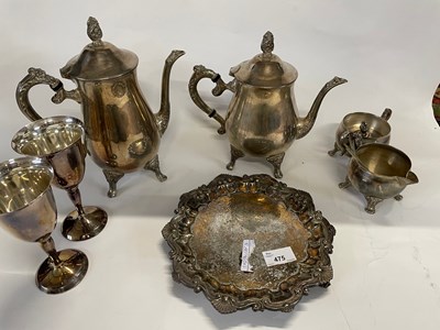 Lot 475 - Group of plated wares including coffee pot,...