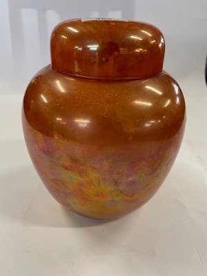 Lot 468 - Ruskin orange lustre ginger jar, impressed...