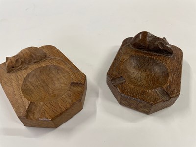 Lot 488 - Robert Mouseman Thompson - Two oak ashtrays...