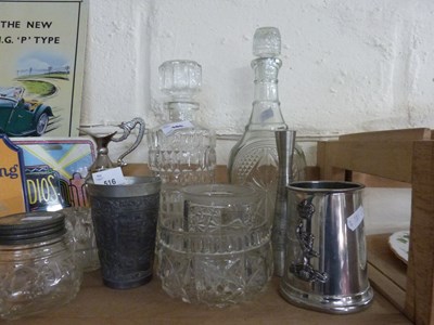 Lot 516 - Mixed Lot: Various decanters, pewter tankard...