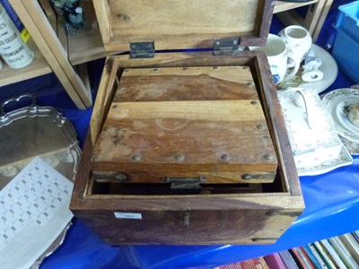 Lot 521 - Set of Indian hardwood metal bound storage boxes