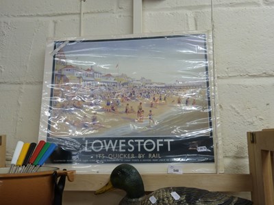 Lot 548 - Reproduction Lowestoft Railway advertising poster