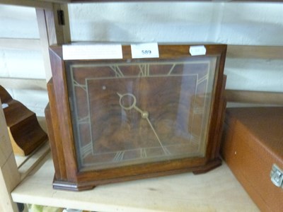 Lot 589 - Smiths electric mantel clock in walnut...