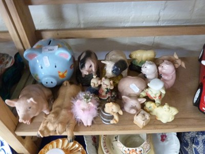 Lot 597 - Mixed Lot: Piggy bank and various model pigs