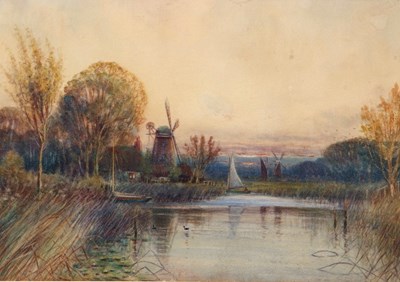 Lot 16 - J.R. Goodman (British, b.1870), Norfolk Broads,...