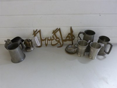 Lot 17 - Mixed Lot: Various pewter tankards, a knights...