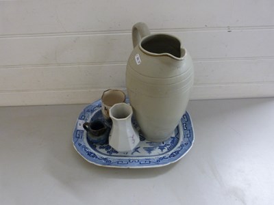 Lot 20 - Mixed Lot: Blue and white meat plate, jug and...