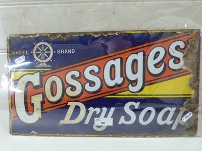 Lot 50 - Enamel sign marked "Gossages Dry Soap"