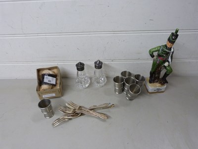 Lot 61 - Mixed Lot: Pewter shot glasses, cruet items,...