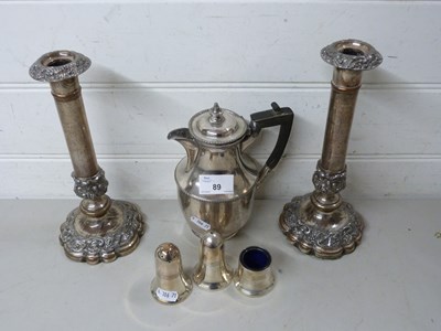 Lot 89 - Mixed Lot: Silver plated candlesticks, cruet...