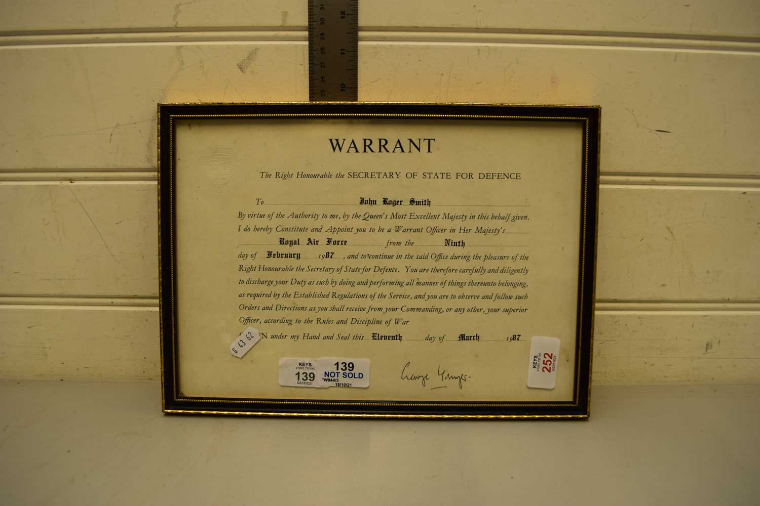 Lot 252 - FRAMED ROYAL AIR FORCE DISCHARGE CERTIFICATE...