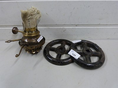 Lot 129 - Mixed lot comprising a oil lamp burner and two...