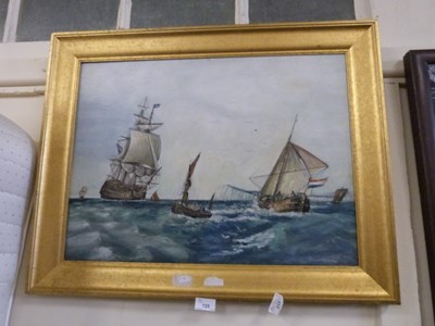 Lot 725 - 20th Century school study of ships on rough...