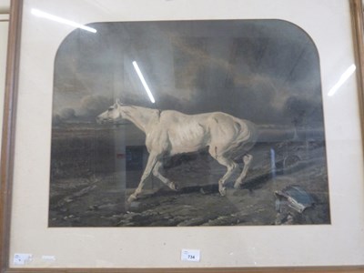 Lot 734 - Coloured print, Warhorse, framed and glazed