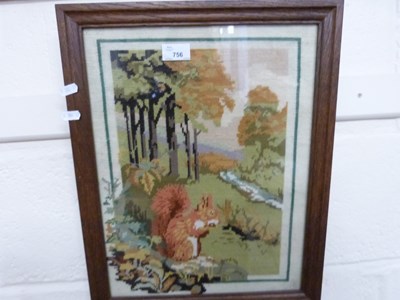 Lot 756 - Framed tapestry picture of a squirrel