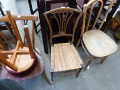 Lot 799 - Edwardian rush seated bedroom chair together...