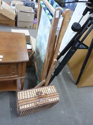 Lot 810 - Two floral upholstered deck chairs and wicker...