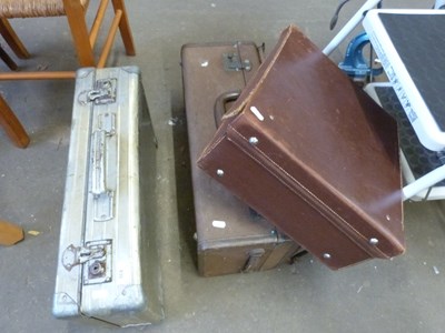 Lot 830 - Vintage metal suitcase and two others