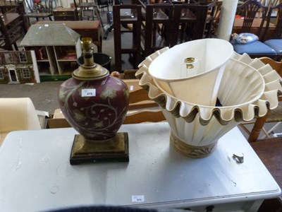 Lot 875 - Floral painted table lamp and shades