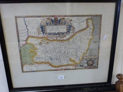 Lot 893 - Reproduction Saxtons map of Suffolk, framed...