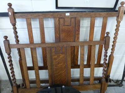 Lot 894 - Oak and iron single bed frame with barley...