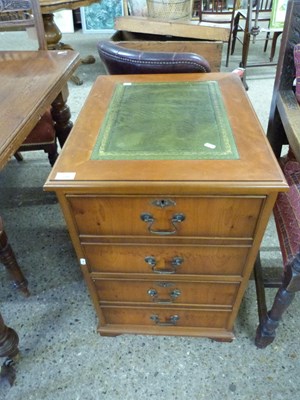 Lot 290 - Modern yew wood veneered filing cabinet with...