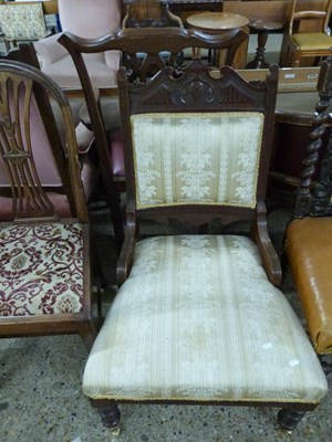 Lot 303 - Late Victorian hardwood framed nursing chair