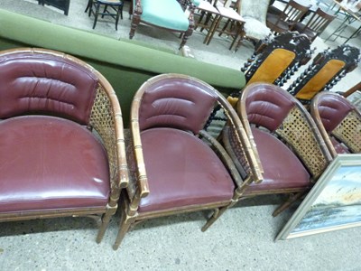 Lot 313 - Set of four bow back bamboo effect chairs