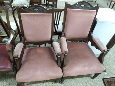 Lot 318 - Pair of late Victorian pink upholstered armchairs