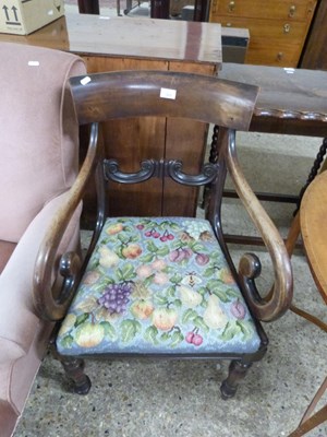 Lot 323 - 19th Century mahogany bar back and scroll arm...