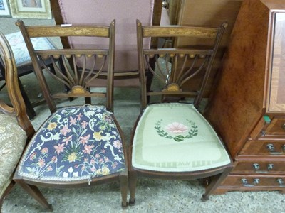 Lot 328 - Pair of Edwardian bedroom chairs with inlaid...