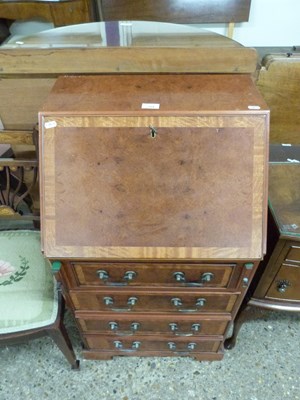 Lot 329 - Reproduction yew wood veneered small bureau,...